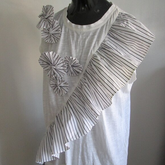 Joie 100% cotton white dramatic ruffle front tunic top - Picture 4 of 7